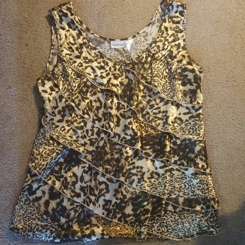 Tiered and ruffled Harvé Benard Leopard Tank S